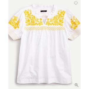 J. Crew Embroidered cotton poplin puff-sleeve top, Size XS, Excellent Condition